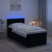 Lova su čiužiniu ir LED apšvietimu Juoda 90 x 200 cm Aksomas