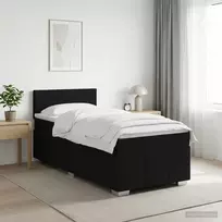 Spyruoklinė lova su čiužiniu Juoda 90 x 200 cm Audinys
