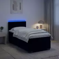 Lova su čiužiniu ir LED apšvietimu Juoda 100 x 200 cm Aksomas