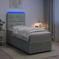 Lova LED lovos čiužinys su LED apšvietimu Šviesiai pilka Aksomas