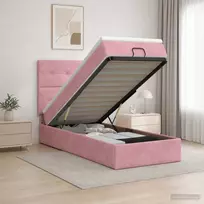 Otmana lova su matracsu ir LED Rožinė 90 x 200 cm Aksomas
