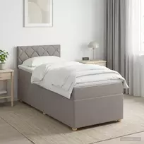 Spyruoklinė lova su čiužiniu Taupe 90 x 190 cm Audinys