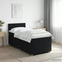 Spyruoklinė lova su čiužiniu Juoda 90 x 200 cm Audinys