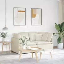 Modulinė sofa su pagalvėlėmis, aksominė, kreminės spalvos