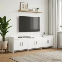 TV staliukas Televizoriaus spintelė 168 x 33 x 47 cm Balta Apdirbta mediena