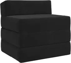 Sofa Sulankstomas Sofos Lova Juoda 200 x 70 x 15 cm Aksomas