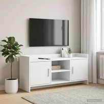 TV staliukas Televizoriaus spintelė 102 x 33 x 47 cm Balta Apdirbta mediena