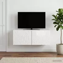 TV staliukas Sieninė TV spintelė 59,5 x 31 cm Itin blizgi balta