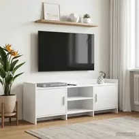 TV staliukas Televizoriaus spintelė 130 x 33 x 47 cm Balta Apdirbta mediena