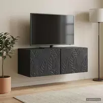 TV staliukas Sieninė TV spintelė 98 x 31 cm Juoda Apdirbta mediena