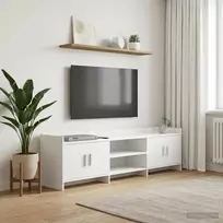 TV staliukas Televizoriaus spintelė 168 x 33 x 47 cm Balta Apdirbta mediena
