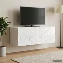 TV staliukas Sieninė TV spintelė 98 x 31 cm Itin blizgi balta