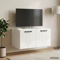 TV staliukas Sieninė TV spintelė Itin blizgi balta 59,5 x 41 x 30 cm