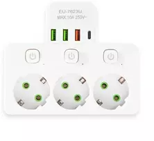 ATL DA714C Prailgintuvas 3 lizdai + 3xUSB + USB-C 3m