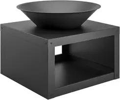 Aosom Lauko ugniakuras su malkų lentyna ir žarstekliu, metalas, juodas, Ø59 cm