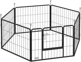 Aosom Šunų aptvaras, augintinių gardas, 6 panelės, plienas, sulankstomas, pilkas