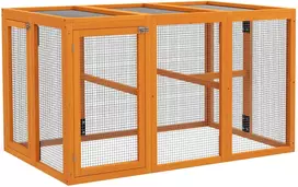Aosom Vištidė 1–3 vištoms, medinis rėmas, plieno vielos tinklas, išplečiamas dizainas, medinės laktos, oranžinė