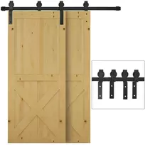 Aosom Stumdomų durų furnitūros komplektas dviem medinėms durims, 200 cm, juodas