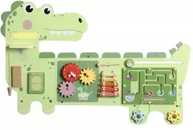 Aosom Sieninis Montessori veiklos lentos žaidimas dinozauras, žalios spalvos, 87 x 52 x 5,5 cm