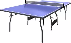 Aosom Sulankstomas stalo teniso stalas su tinklu, 3 kamuoliukais ir 2 raketėmis, mėlynas, 274 x 152,5 x 76 cm