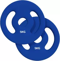 Aosom 2 x 5kg svorio plokštės su rankenomis, mėlynos, 10 kg