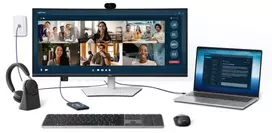 Monitorius - Dell P3426WEV 34" WQHD lenktas su internetine kamera, juodas