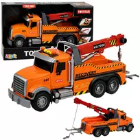 Lean Toys Žaislinis techninės pagalbos sunkvežimis su kranu ir šviesos bei garso efektais, oranžinis, 37 × 15 × 12 cm