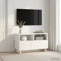 TV staliukas Televizoriaus stovas 60 x 34,5 x 40 cm Balta Apdirbta mediena