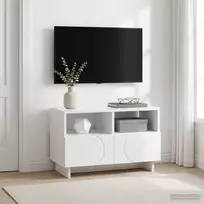 TV staliukas Televizoriaus stovas 60 x 34,5 x 40 cm Itin blizgi balta