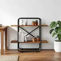 Knygų lentyna 2 aukštų 80 x 35 x 70 cm PB Ąžuolo mediena