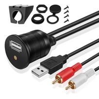 automobilio USB RCA prailginimo kabelis, TNP 3,5 mm AUX + USB skydelio lizdas Kabelis - 2 m