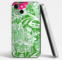 „Berkin Arts“  „iPhone 12 Mini“ dėklas,  žalias fonas, baltų gėlių raštas