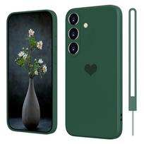 „Samsung Galaxy S24 Plus“ silikoninis dėklas su širdele, žalias