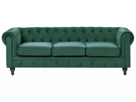 CHESTERFIELD trijų vietų veliūrinė sofa, smaragdo žalios spalvos
