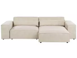 Modulinė 3 vietų kampinė sofa HELLNAR, veliūras, šviesiai smėlinė, kairės pusės