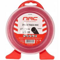 NAC apvali trimerio valo gija, 1,7 mm × 15 m, raudona