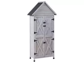 Sodo įrankių spintelė SENIGA 85 cm, 46 cm, eglės mediena, pilka
