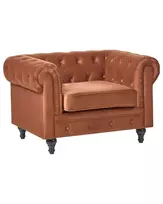CHESTERFIELD fotelis, aksomas, aukso rudos spalvos