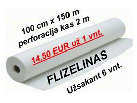 Vienkartinė paklodė flizelinas 100 cm x 150 m su perforacija kas 2 m, po 14,50 EUR už 1 vnt. užsakant 6 vnt, patiesalas, paklotas, užtiesalas kušetei, gultui, balta neaustinė medžiaga, rulone