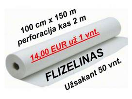 Vienkartinė paklodė flizelinas 100 cm x 150 m su perforacija kas 2 m, po 14,00 EUR už 1 vnt. užsakant 50 vnt, patiesalas, paklotas, užtiesalas kušetei, gultui, balta neaustinė medžiaga, rulone