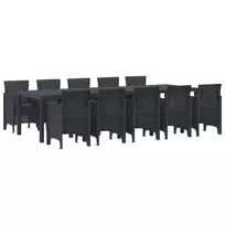 Sodo valgomojo komplektas 11 vnt. Antracitas Sintetinė ratana