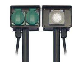 2-WAY GARDEN SOCKET WITH TIMER - FOR OUTDOOR USE - FRENCH SOCKET