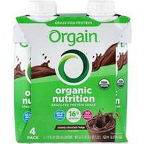 Orgain, „Organic Nutrition“, žole šertų karvių baltymų kokteilis, kreminis šokoladinis fudžas, 4 vnt. pakuotė, po 330 ml (11 skysčio uncijų)