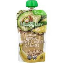 Happy Family Organics, „Happy Baby“, ekologiškas kūdikių maistas, 6+ mėnesių, bananai, ananasai, avokadas ir granola, 113 g