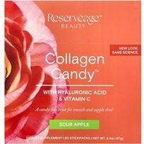 Reserveage Beauty, „Collagen Candy™“ su hialurono rūgštimi ir vitaminu C, rūgštaus obuolio skonio, 20 pakelių po 3,35 g