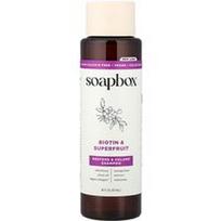 Soapbox, Atkuriamasis ir apimtį suteikiantis šampūnas su biotinu ir supervaisiais, 473 ml