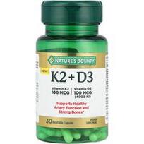 Nature's Bounty, Vitaminas K2 + D3, 30 daržovių kapsulių
