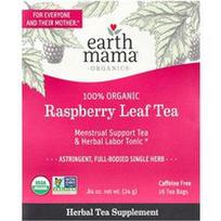 Earth Mama, Organinės medžiagos, 100 % ekologiška aviečių lapų arbata, be kofeino, 16 arbatos pakelių, 24 g