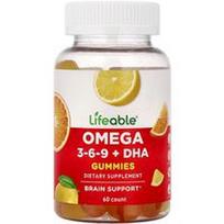 Lifeable, Omega 3-6-9 + DHA guminukai, apelsinų ir citrinų skonio, 60 guminukų