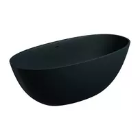 Vonia Omnires SHELL M+, iš akmens masės, pastatoma laisvai, 160 × 75 cm, su perpildymu, matinė lavos juoda, SHELLWWZPBLV